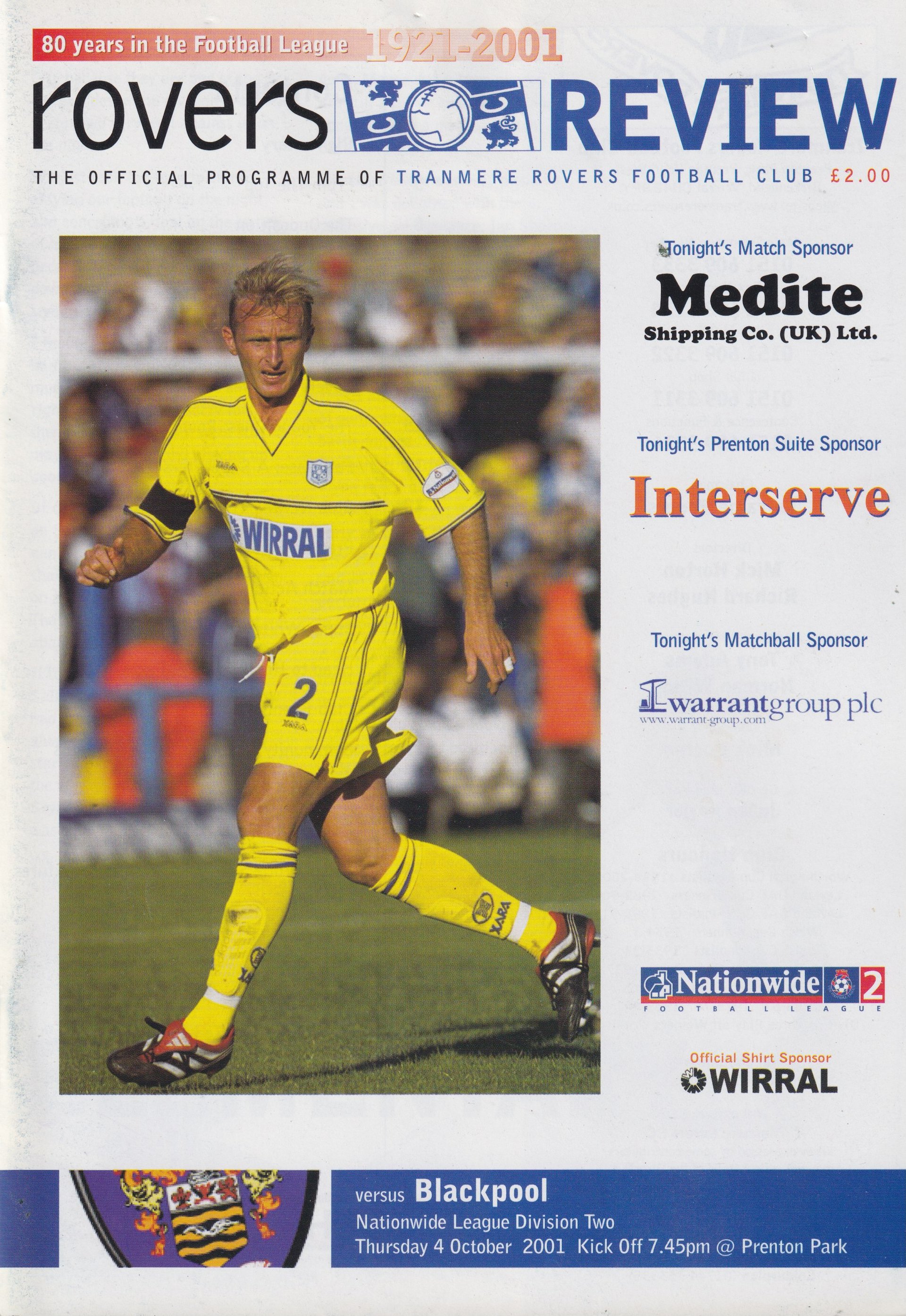 Tranmere Rovers v Blackpool match programme